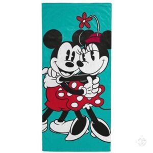 NWT Disney Mickey & Minnie Mouse Hug Green,Red,White & Black 38”x58” Beach Towel